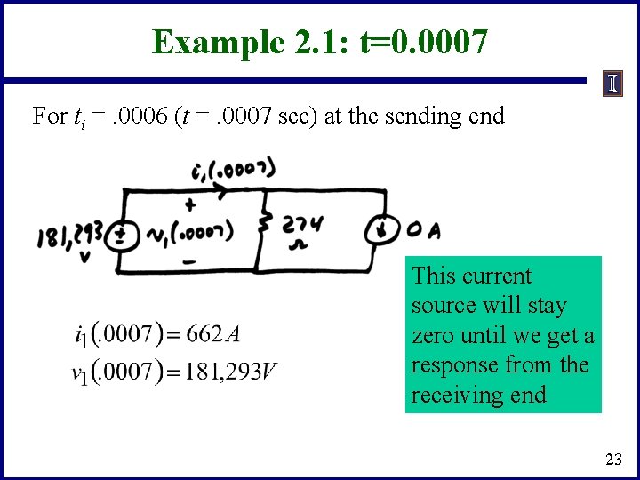 Example 2. 1: t=0. 0007 For ti =. 0006 (t =. 0007 sec) at