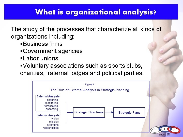 What is organizational analysis? The study of the processes that characterize all kinds of