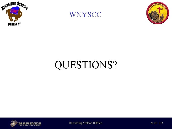 WNYSCC QUESTIONS? 10/29/2020 Recruiting Station Buffalo 22 06 |11 | 17 