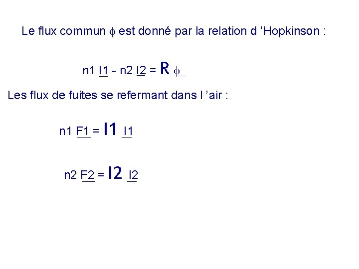 Le flux commun est donné par la relation d ’Hopkinson : R n 1