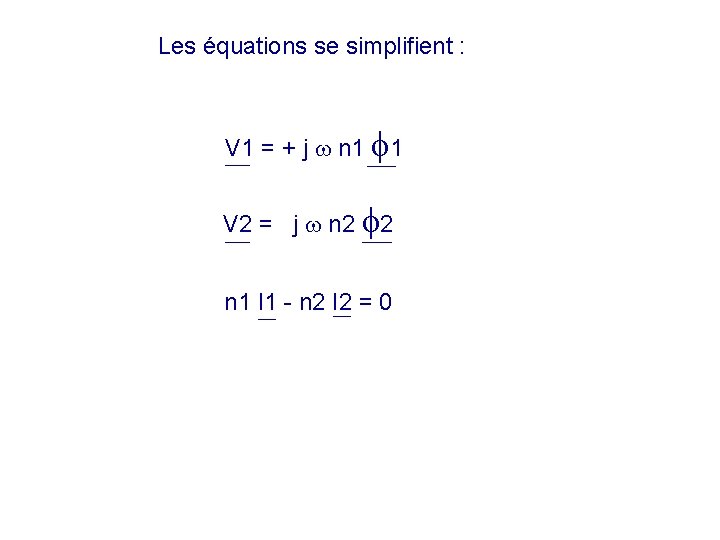 Les équations se simplifient : V 1 = + j n 1 1 V