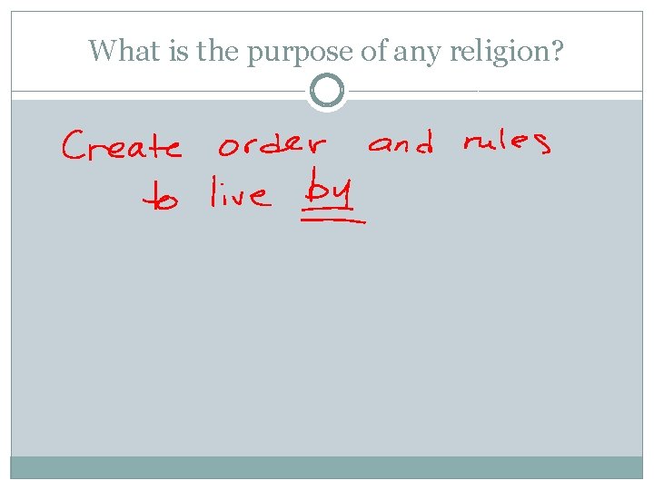 What is the purpose of any religion? 