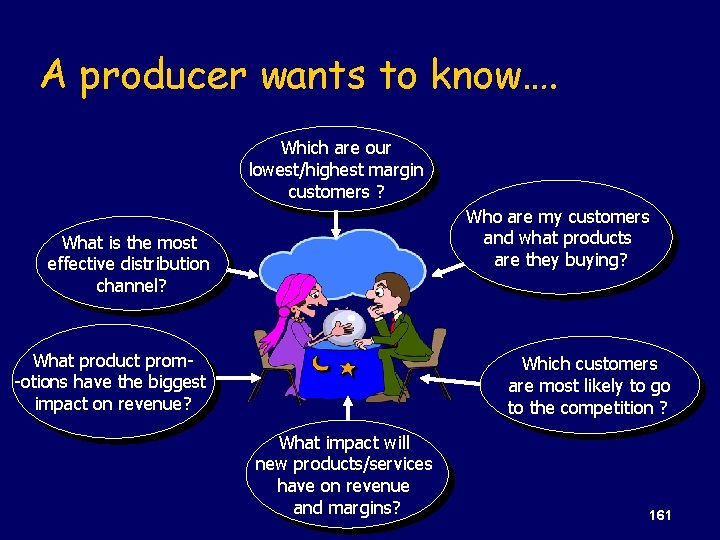 A producer wants to know…. Which are our lowest/highest margin customers ? Who are