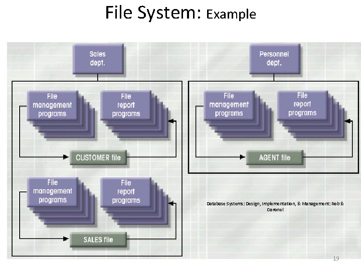 File System: Example Database Systems: Design, Implementation, & Management: Rob & Coronel 19 