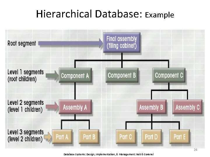 Hierarchical Database: Example 24 Database Systems: Design, Implementation, & Management: Rob & Coronel 