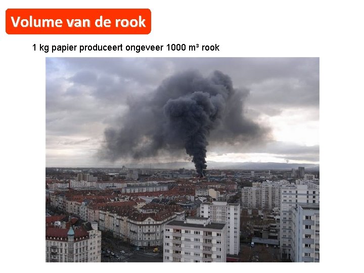 Volume van de rook 1 kg papier produceert ongeveer 1000 m³ rook 