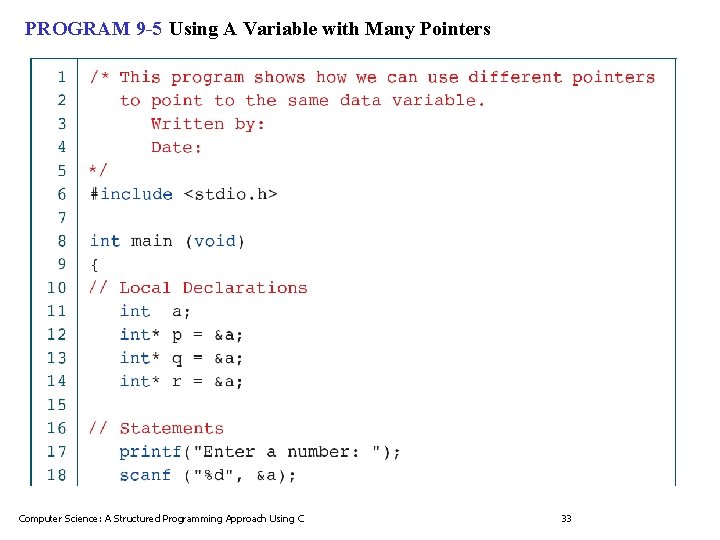 PROGRAM 9 -5 Using A Variable with Many Pointers Computer Science: A Structured Programming