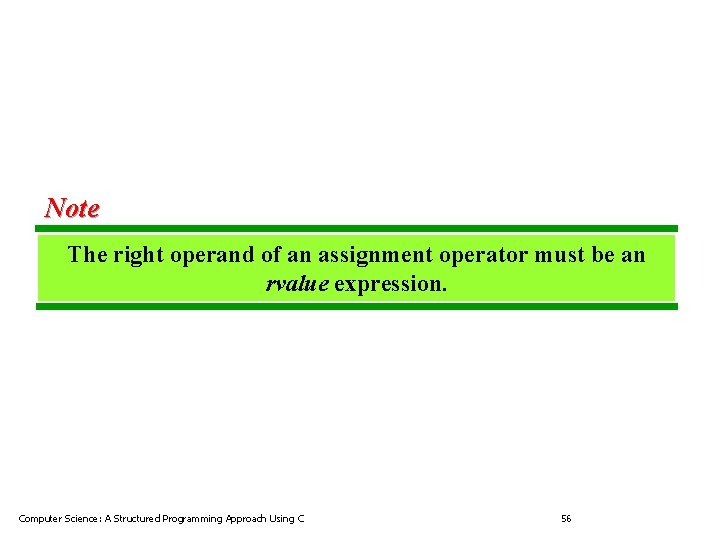 Note The right operand of an assignment operator must be an rvalue expression. Computer
