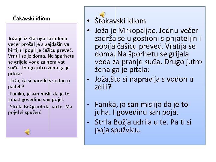 Čakavski idiom Joža je iz Staroga Laza. Jenu večer prošal je s pajdašin va