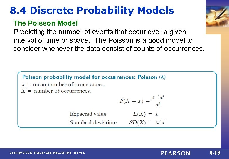 8. 4 Discrete Probability Models The Poisson Model Predicting the number of events that