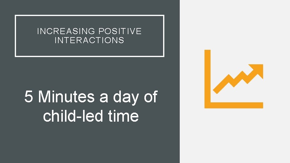 INCREASING POSITIVE INTERACTIONS 5 Minutes a day of child-led time 