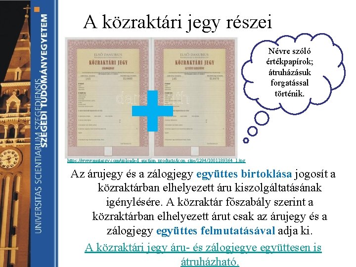 A közraktári jegy részei + Névre szóló értékpapírok; átruházásuk forgatással történik. https: //www. mutargy.