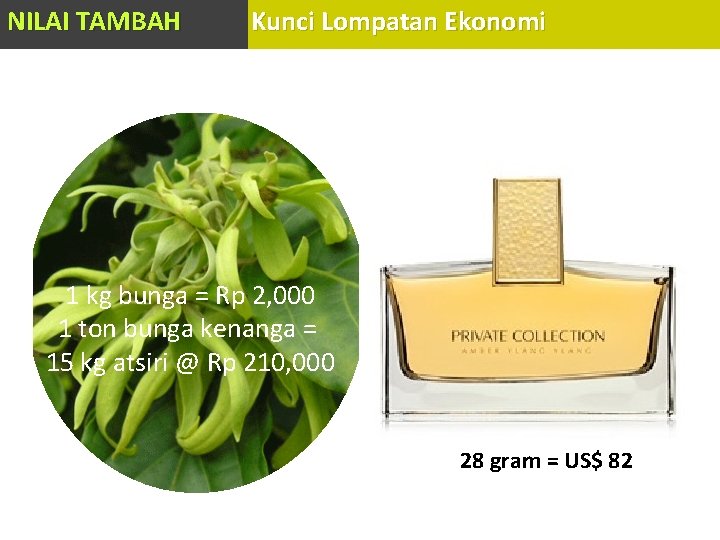NILAI TAMBAH Kunci Lompatan Ekonomi 1 kg bunga = Rp 2, 000 1 ton
