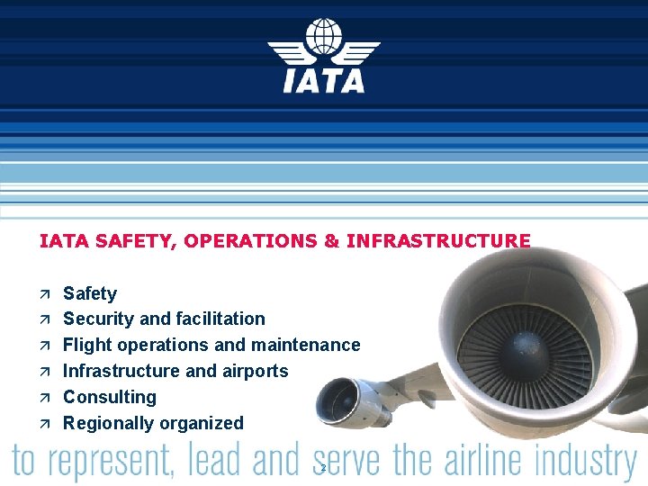 IATA SAFETY, OPERATIONS & INFRASTRUCTURE ä Safety ä Security and facilitation ä Flight operations