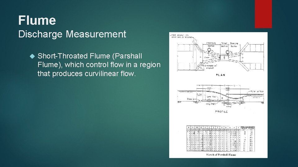 Flume Discharge Measurement Short-Throated Flume (Parshall Flume), which control flow in a region that