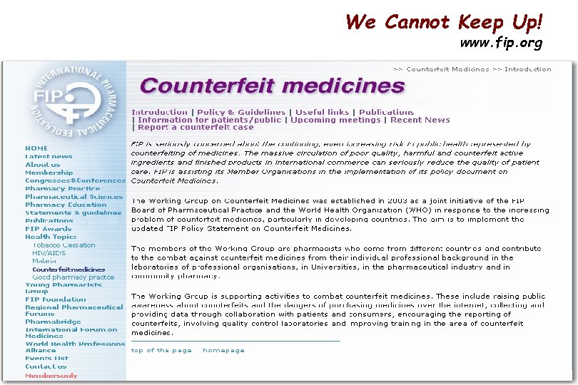 We Cannot Keep Up! www. fip. org 41 