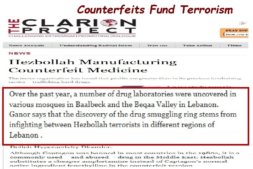 Counterfeits Fund Terrorism 