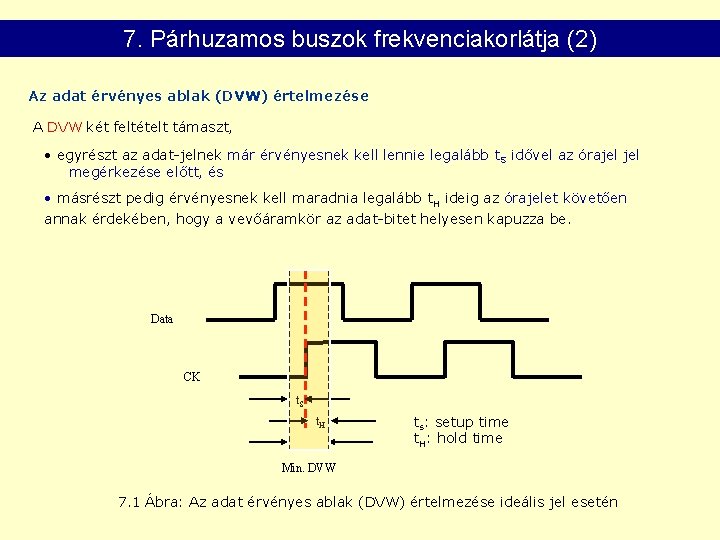 7. Párhuzamos buszok frekvenciakorlátja (2) Az adat érvényes ablak (DVW) értelmezése A DVW két