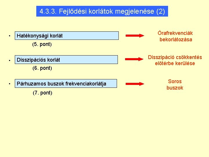 4. 3. 3. Fejlődési korlátok megjelenése (2) • Hatékonysági korlát (5. pont) • Disszipációs