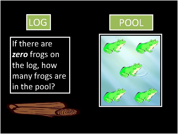 LOG If there are zero frogs on the log, how many frogs are in