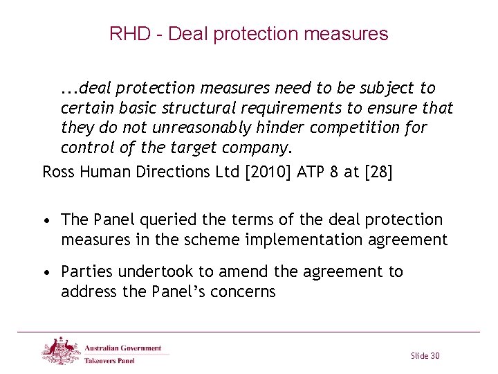 RHD - Deal protection measures. . . deal protection measures need to be subject