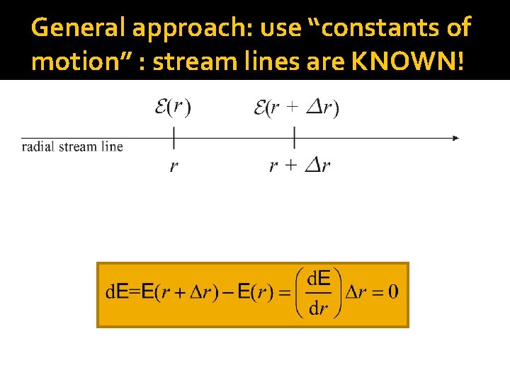 General approach: use “constants of motion” : stream lines are KNOWN! 