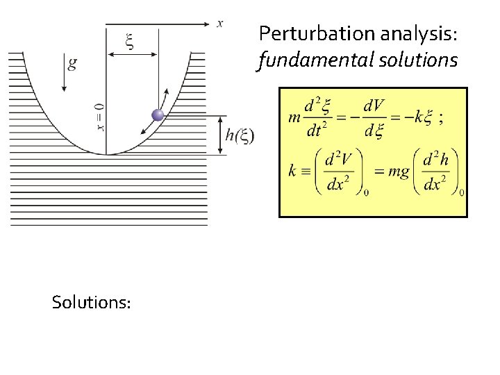 Perturbation analysis: fundamental solutions Solutions: 