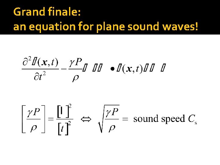 Grand finale: an equation for plane sound waves! 