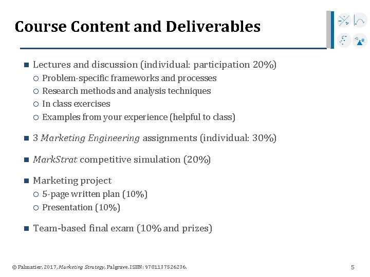 Course Content and Deliverables n Lectures and discussion (individual: participation 20%) Problem-specific frameworks and