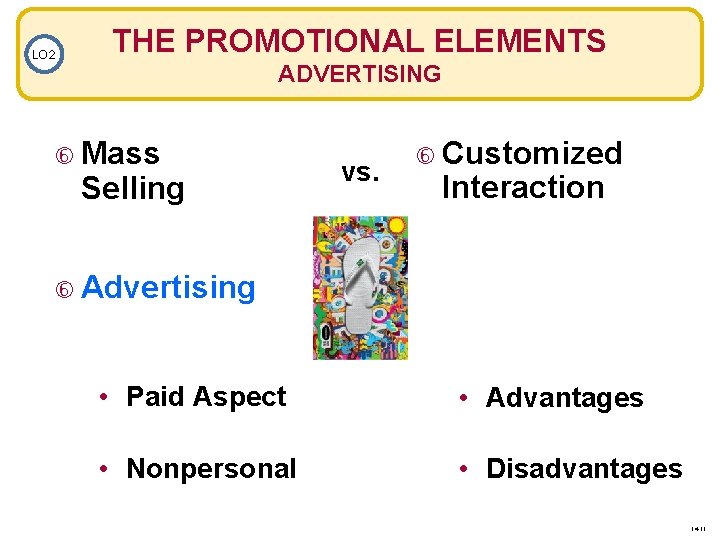LO 2 THE PROMOTIONAL ELEMENTS ADVERTISING Mass Selling vs. Customized Interaction Advertising • Paid
