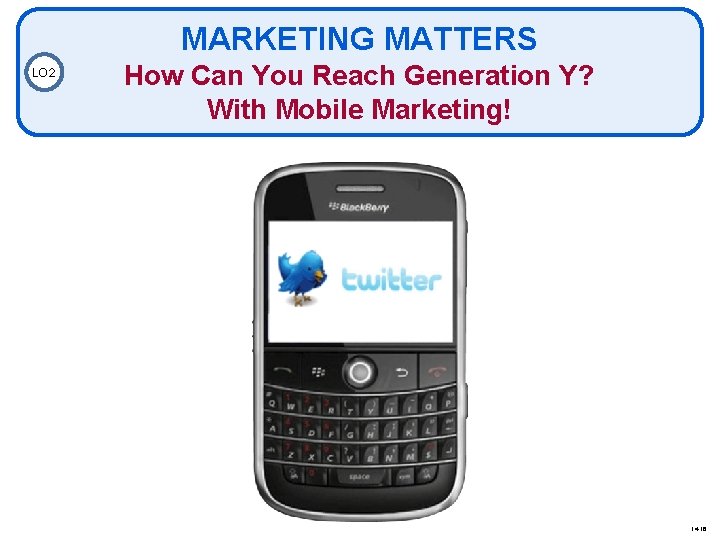 MARKETING MATTERS LO 2 How Can You Reach Generation Y? With Mobile Marketing! 14