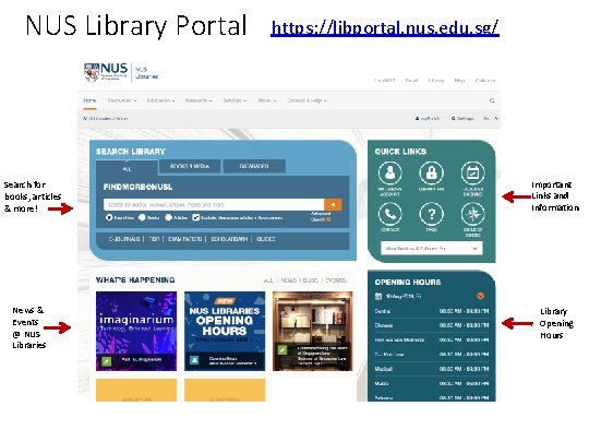 NUS Library Portal Search for books, articles & more! News & Events @ NUS