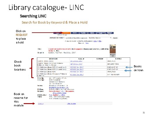 Library catalogue- LINC Searching LINC Search for Book by Keyword & Place a Hold