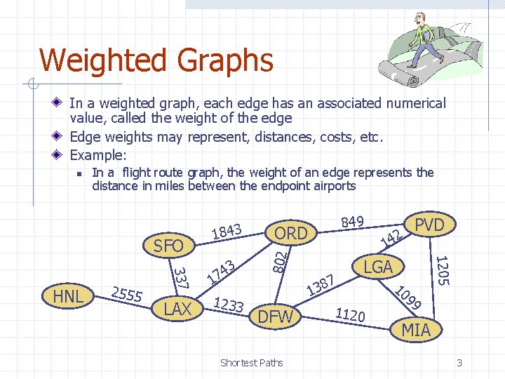 Weighted Graphs In a weighted graph, each edge has an associated numerical value, called