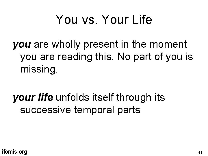 You vs. Your Life you are wholly present in the moment you are reading