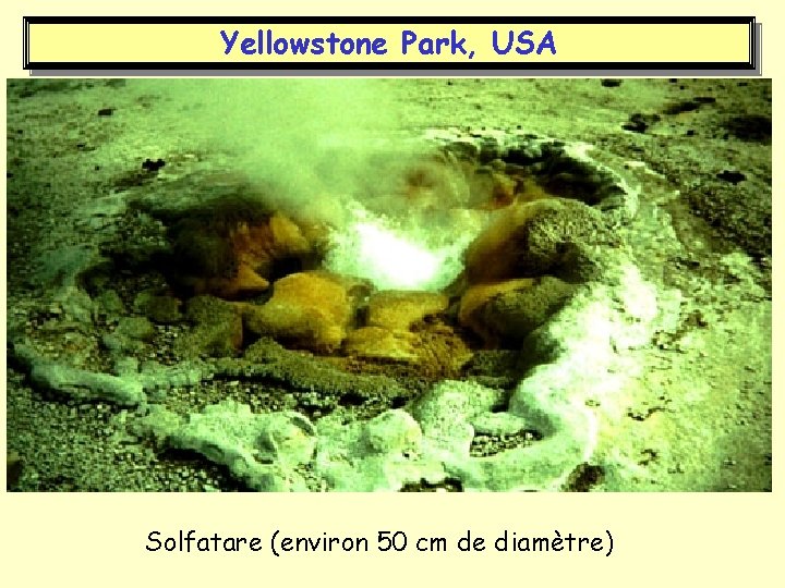 Yellowstone Park, USA Solfatare (environ 50 cm de diamètre) 