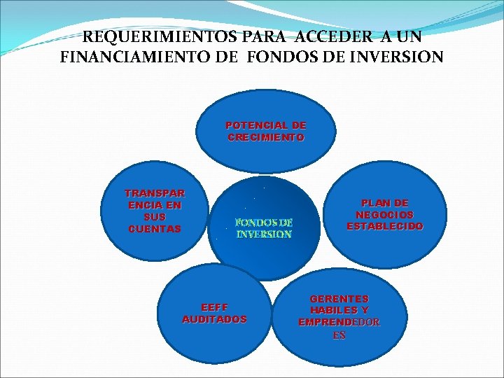 REQUERIMIENTOS PARA ACCEDER A UN FINANCIAMIENTO DE FONDOS DE INVERSION POTENCIAL DE CRECIMIENTO TRANSPAR
