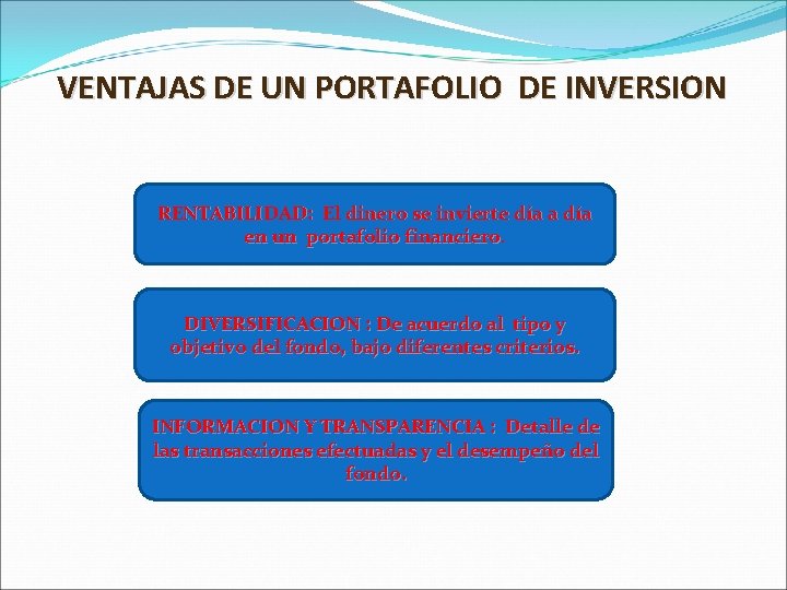 VENTAJAS DE UN PORTAFOLIO DE INVERSION RENTABILIDAD: El dinero se invierte día a día