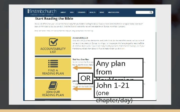 Any plan from OR You. Version John 1 -21 (one chapter/day) 