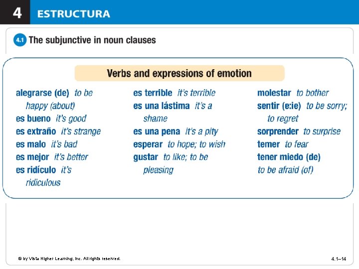 © by Vista Higher Learning, Inc. All rights reserved. 4. 1– 14 