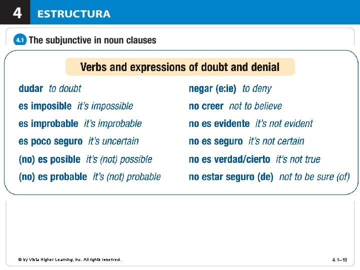 © by Vista Higher Learning, Inc. All rights reserved. 4. 1– 18 