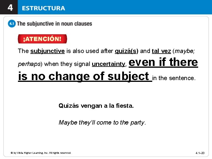 The subjunctive is also used after quizá(s) and tal vez (maybe; even if there