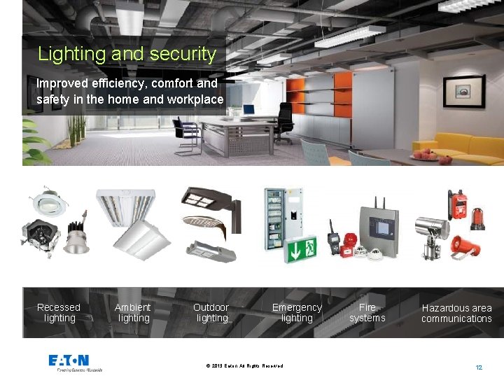 Lighting and security Improved efficiency, comfort and safety in the home and workplace Recessed