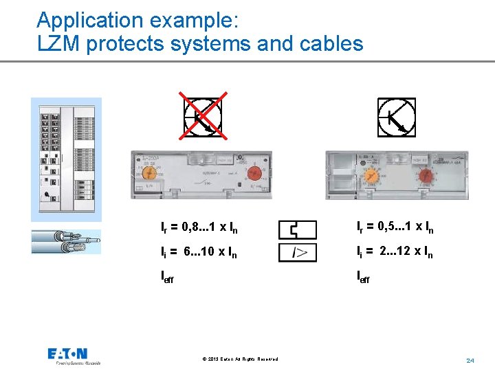 Application example: LZM protects systems and cables Ir = 0, 8. . . 1