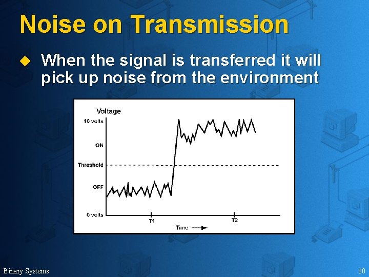 Noise on Transmission u When the signal is transferred it will pick up noise