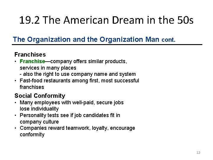 19. 2 The American Dream in the 50 s The Organization and the Organization