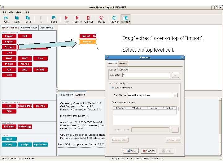 Drag “extract” over on top of “import”. Select the top level cell. 