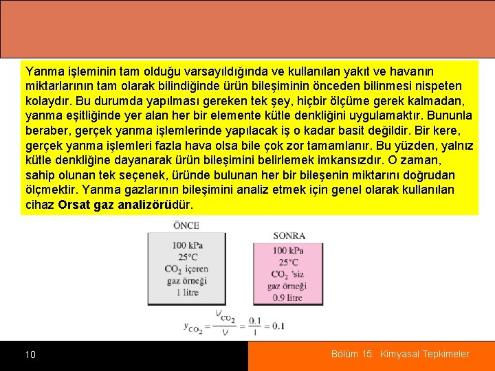 Yanma işleminin tam olduğu varsayıldığında ve kullanılan yakıt ve havanın miktarlarının tam olarak bilindiğinde