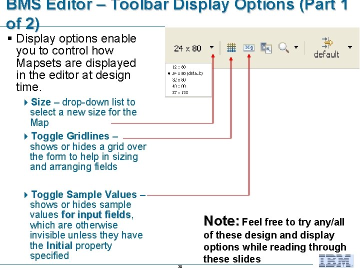 BMS Editor – Toolbar Display Options (Part 1 of 2) § Display options enable