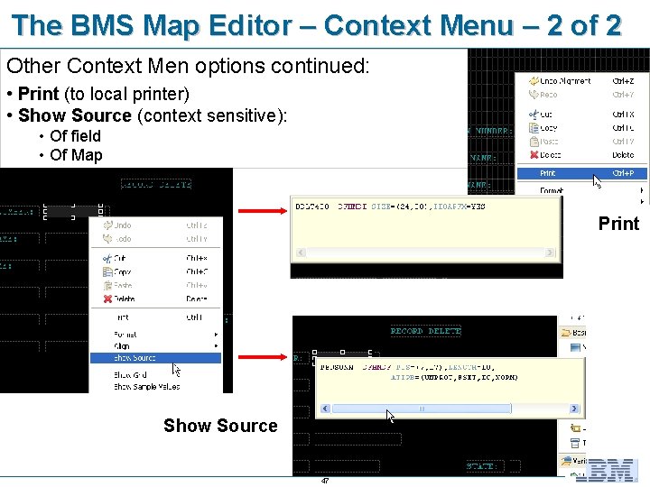 The BMS Map Editor – Context Menu – 2 of 2 Other Context Men